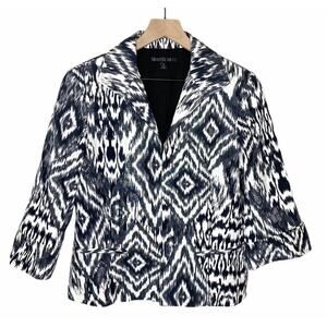 Lafayette 148 New York Baltik Print 3/4 Sleeve Blazer Size 10 Contemporary
